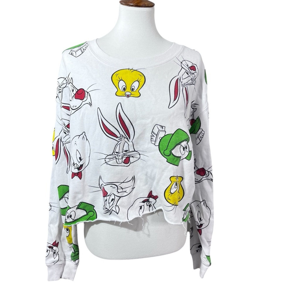 Warner Bros Looney Tunes Sweatshirt Large Bugs Bunny Tweety Sylvester Y2K